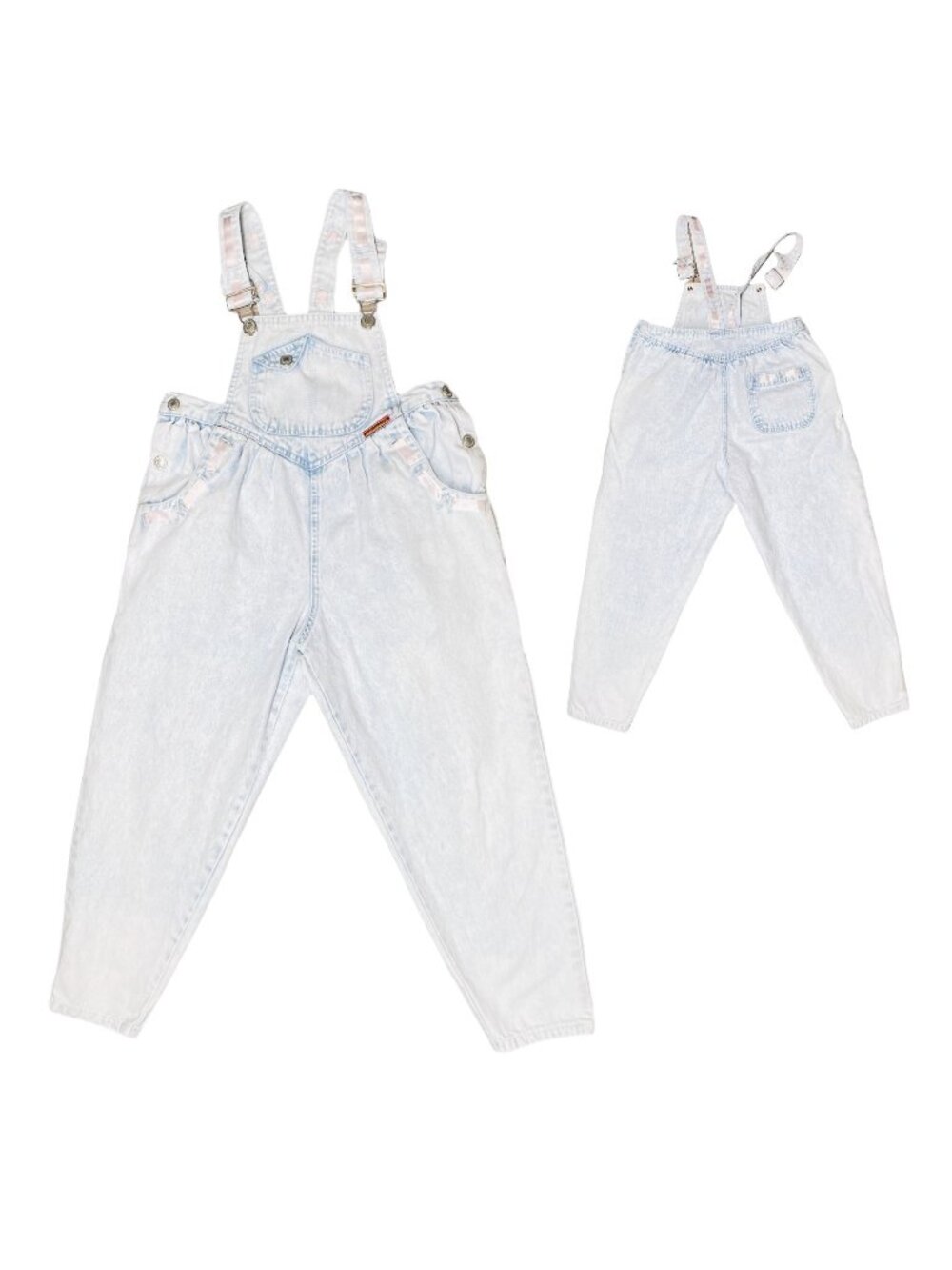 Vintage Jordache Girls Light Acid Wash Pleated Denim Bubble Overalls Outfit 6